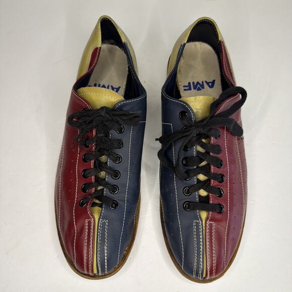 AMF Bowling Shoes Men’s 8 1/2 Women’s 10 Blue Red Tan Leather QubicaAMF main image 4